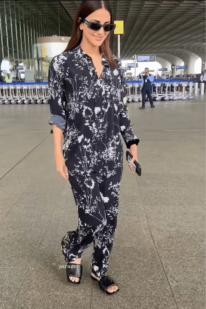 navy blue rayon co-ord set with tailored fit