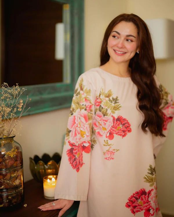 hania aamir light beige bloom & bliss co-ord set