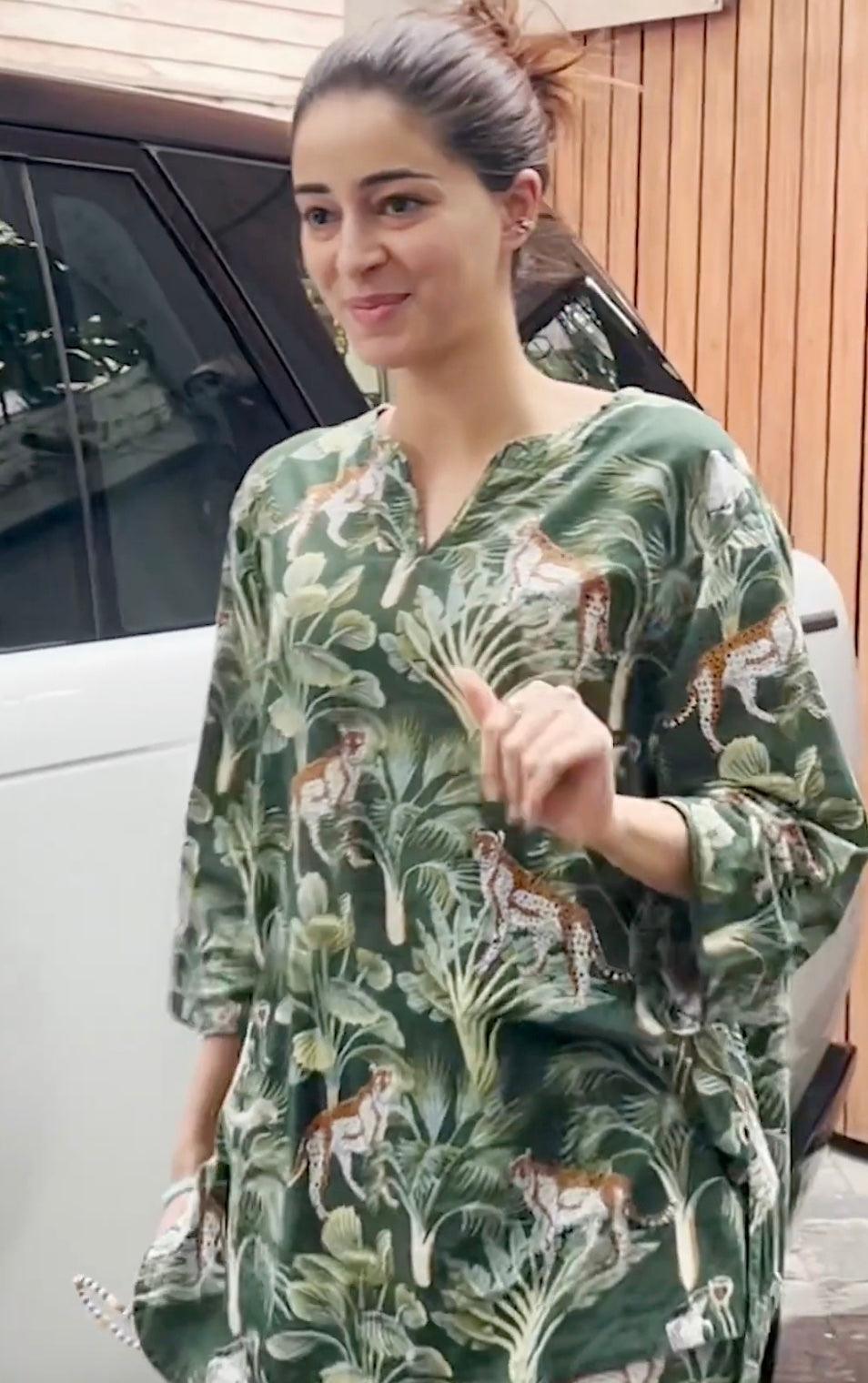 jungle print rayon co-ord set with kimono sleeves