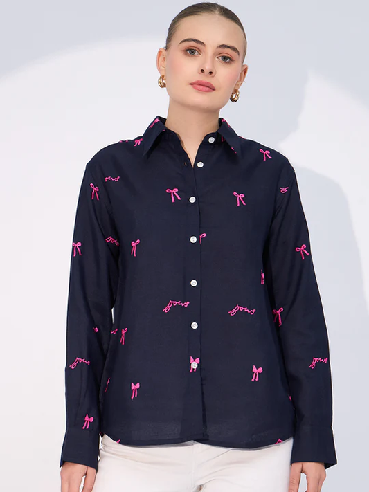 Navy Charm Button Down Shirt