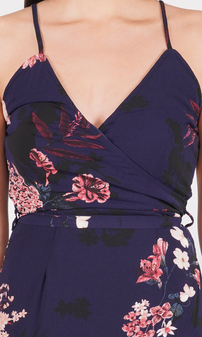 Navy Floral Spaghetti Strap Maxi Dress