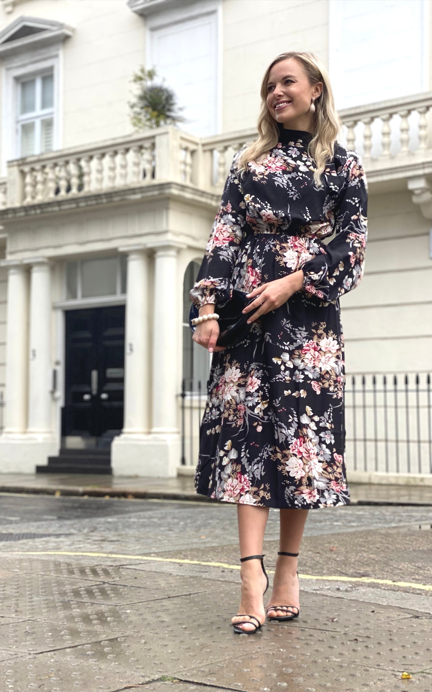 women's bohemian black luna floral dress