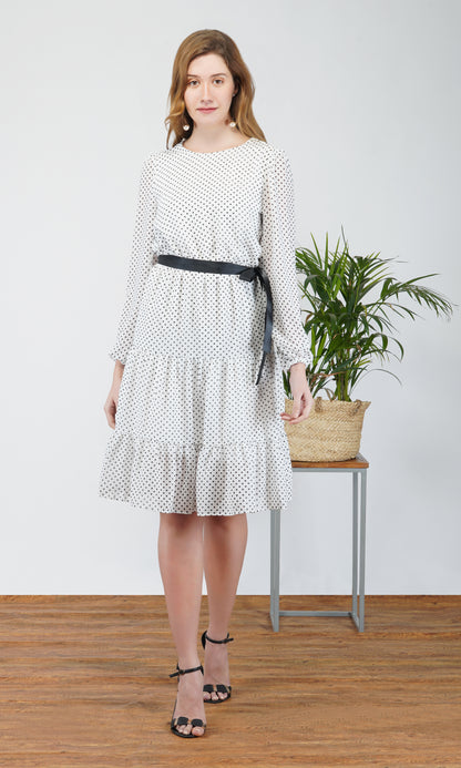 Polka Dot Charm Tiered A-Line Dress