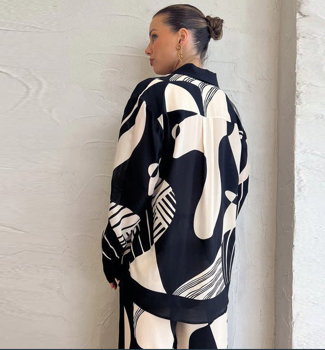 black & cream abstraction co-ord set