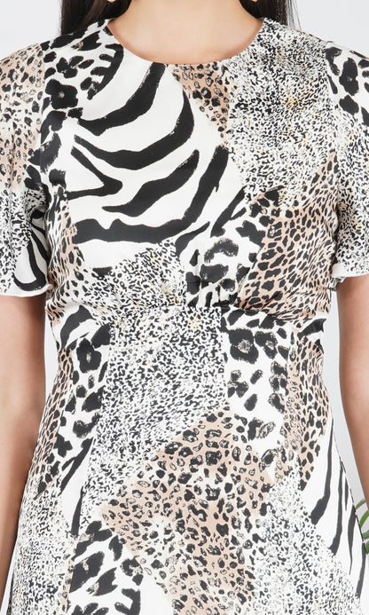 Wild Essence Patchwork Animal Print Midi Dress