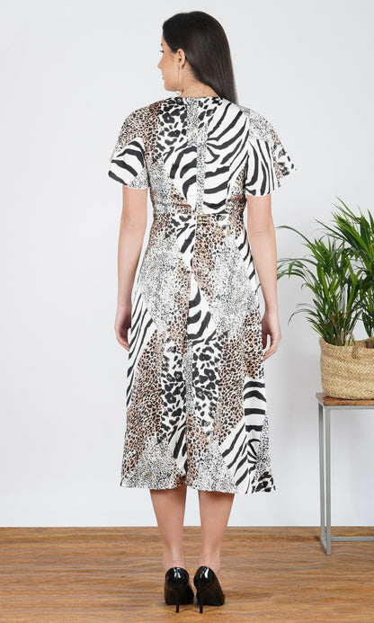 Wild Essence Patchwork Animal Print Midi Dress